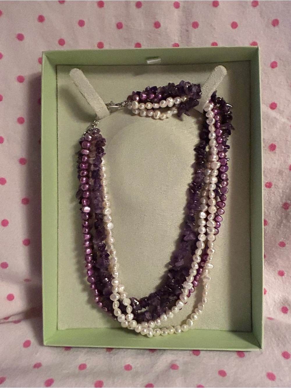 Ross-Simons Purple and White Multi-Strand Necklace